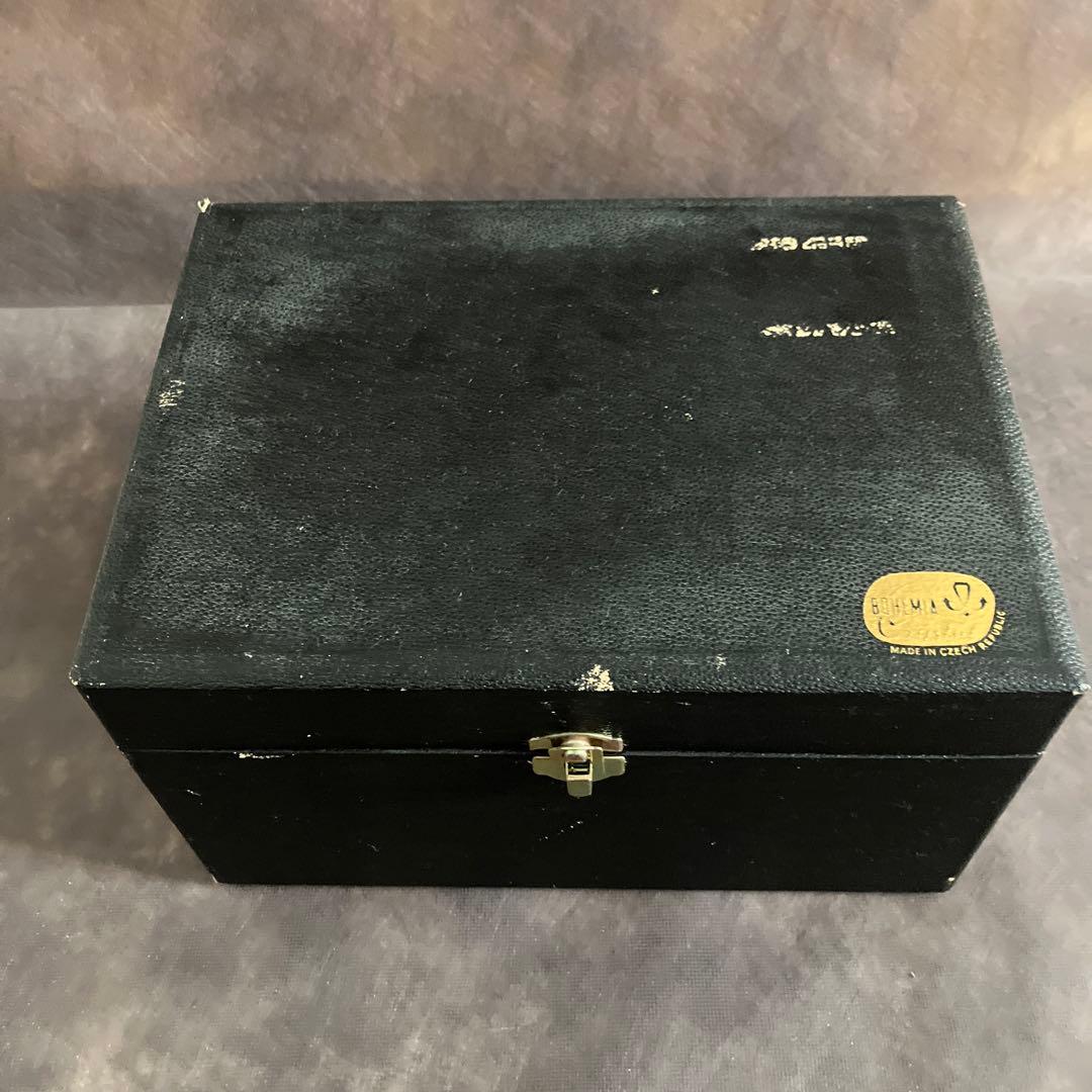 ボヘミアガラス花瓶21cm アンティーク品29049