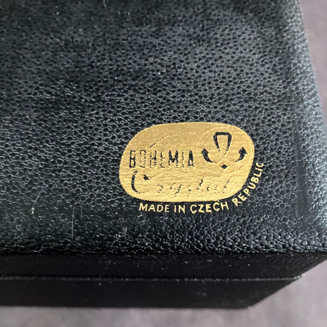 ボヘミアガラス花瓶21cm アンティーク品29049