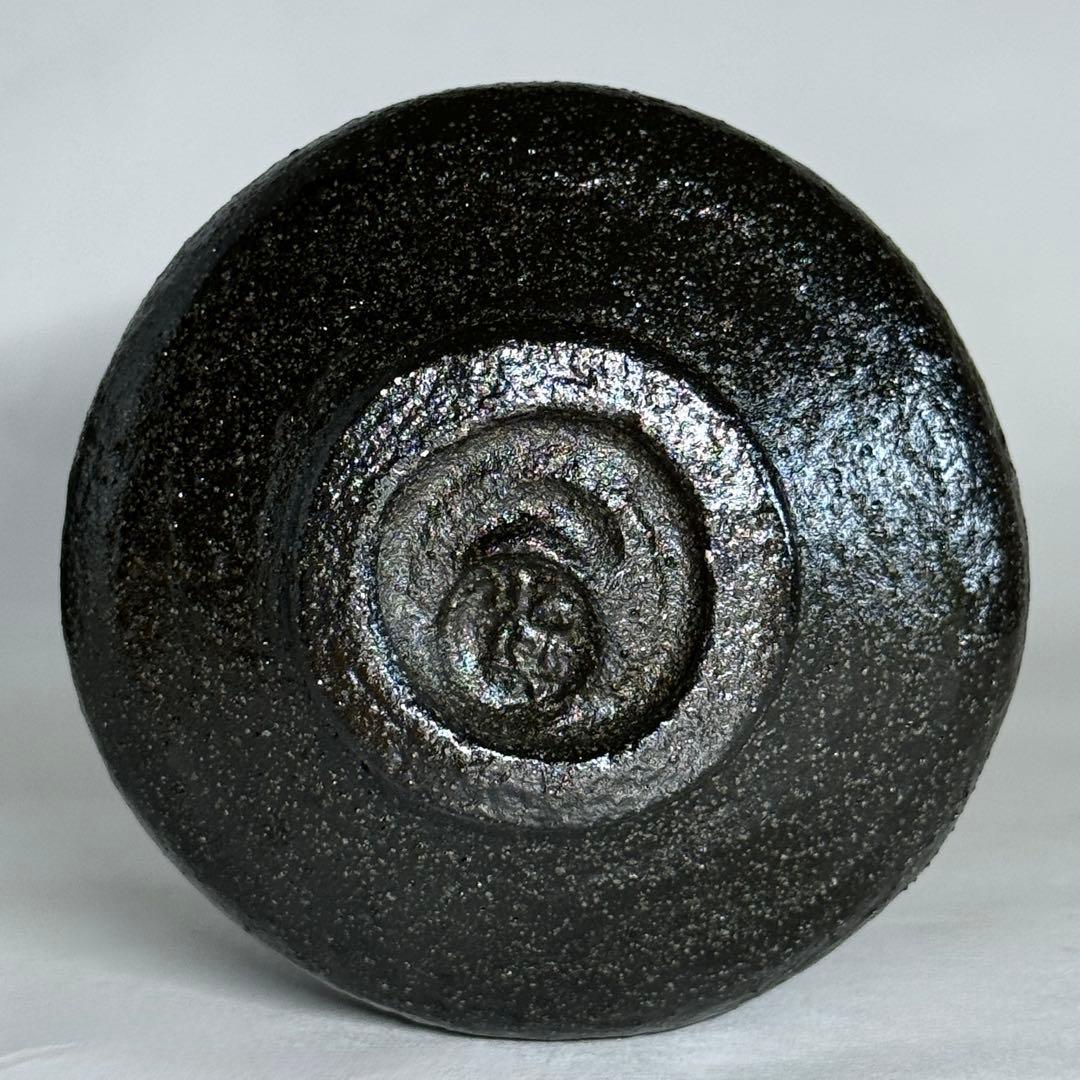 楽焼 長次郎写 禿 黒楽 茶碗 佐々木 昭楽 抹茶碗 茶道具 楽茶碗 共箱 共布