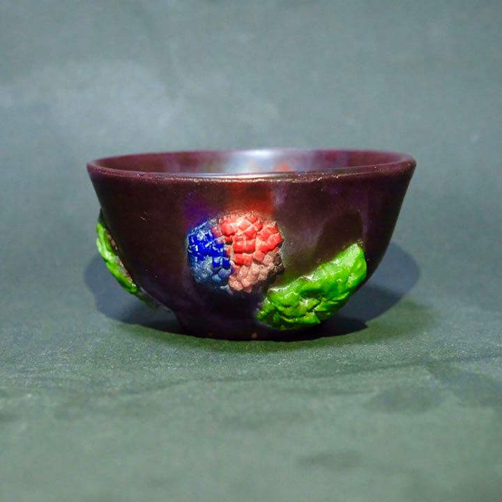 ガラス作家　佐伯泰典作　紫陽花　ぐい呑　パートドヴェール