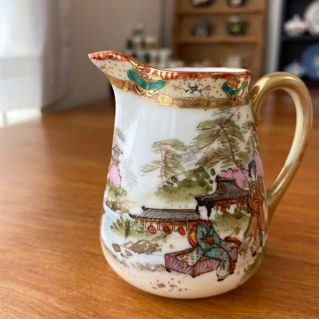 オールドノリタケ　ミルクジャグ　クリーマー　英国里帰り品　人気の着物絵　芸者
