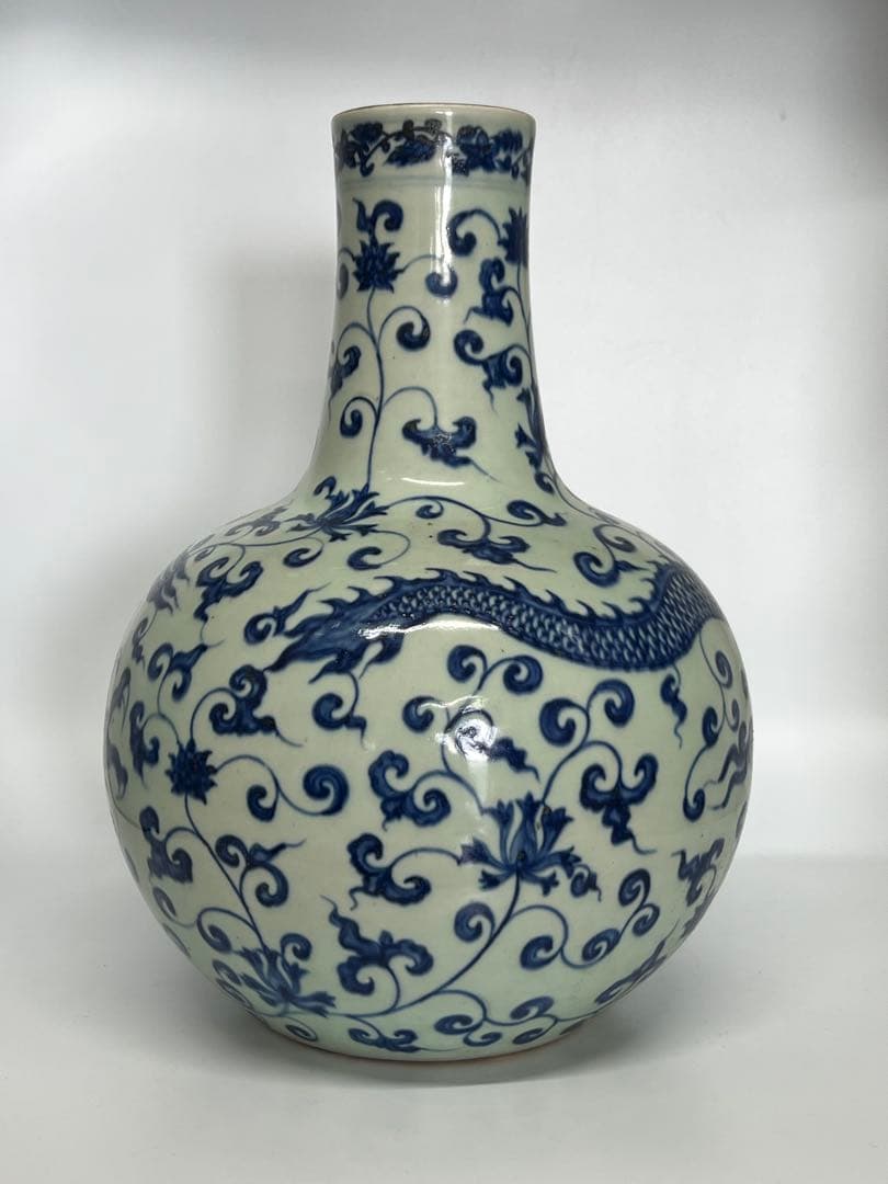 中国清時代　青花染付花瓶　重さ:4900g