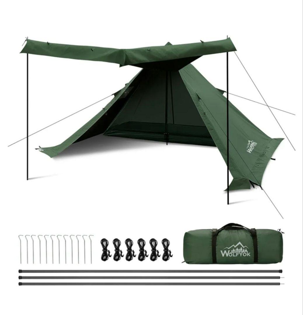 Wolfyok ワンポールT/C　ソロティピーテント 煙突ポート付