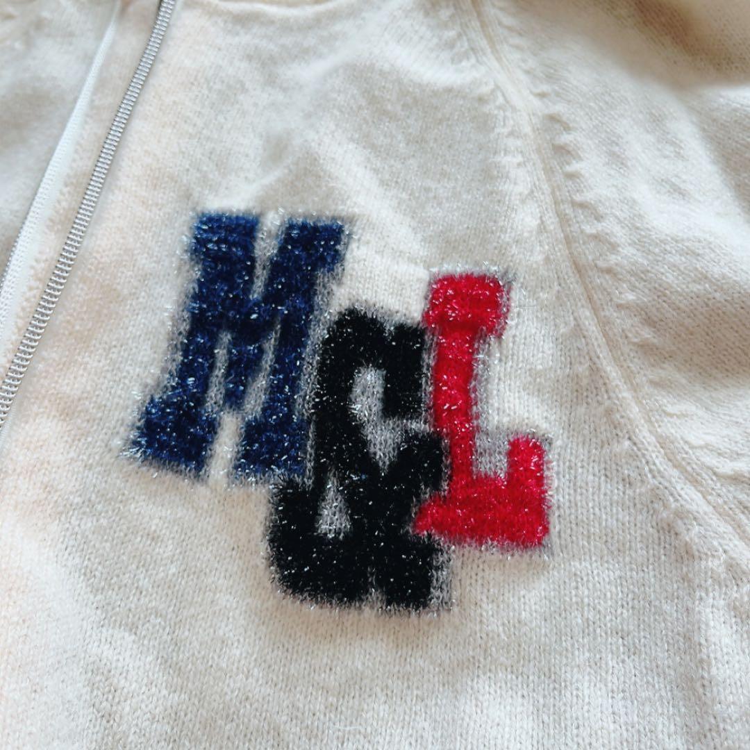 美品　マークアンドロナ　裏地付　ニットジャケット　ジップ　防風　白　ホワイト