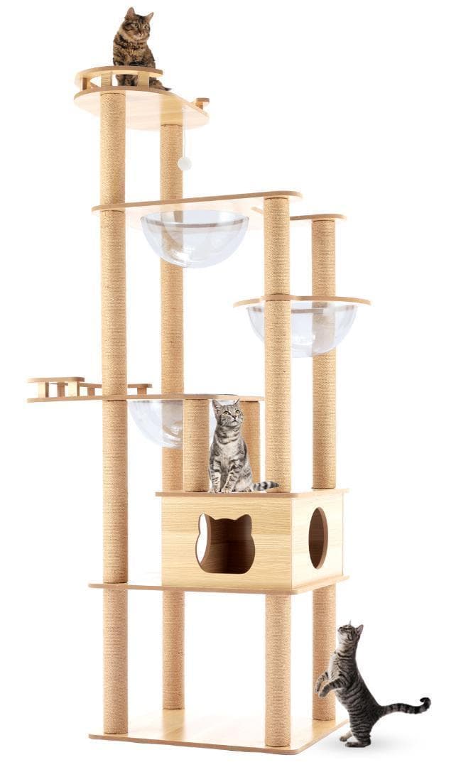 木製 キャットタワー 宇宙船カプセル 大型猫 据え置き型 多頭飼い おしゃれ