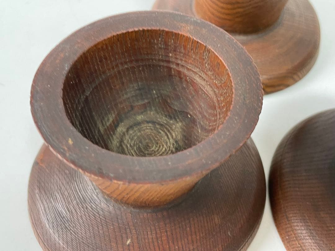 骨董　アンティーク　李朝　木彫　台皿　高足皿　３点　台座　朝鮮骨董