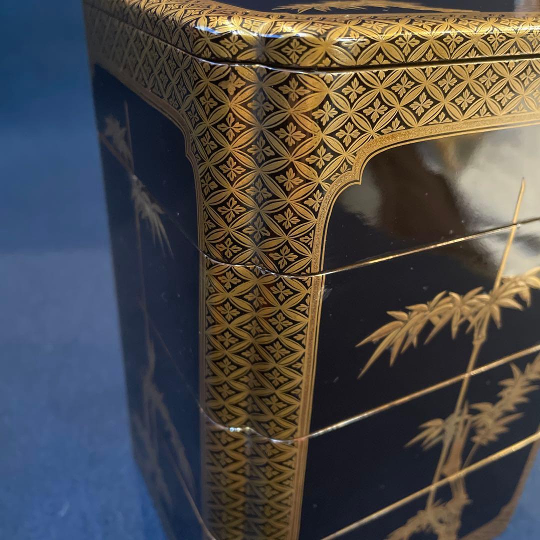 時代物　『野弁当箱』　木製漆器　※状態良好　木箱付　漆器