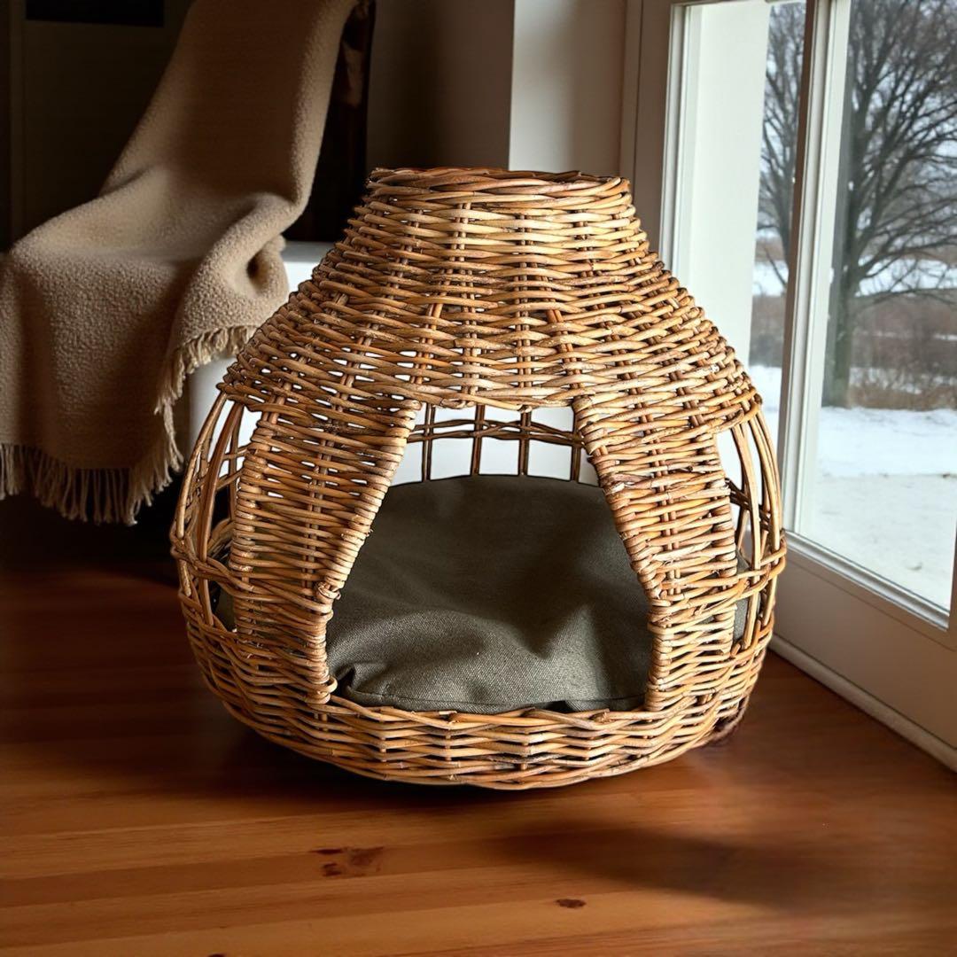 猫ちぐら　バスケットの猫ハウス　猫のおうち