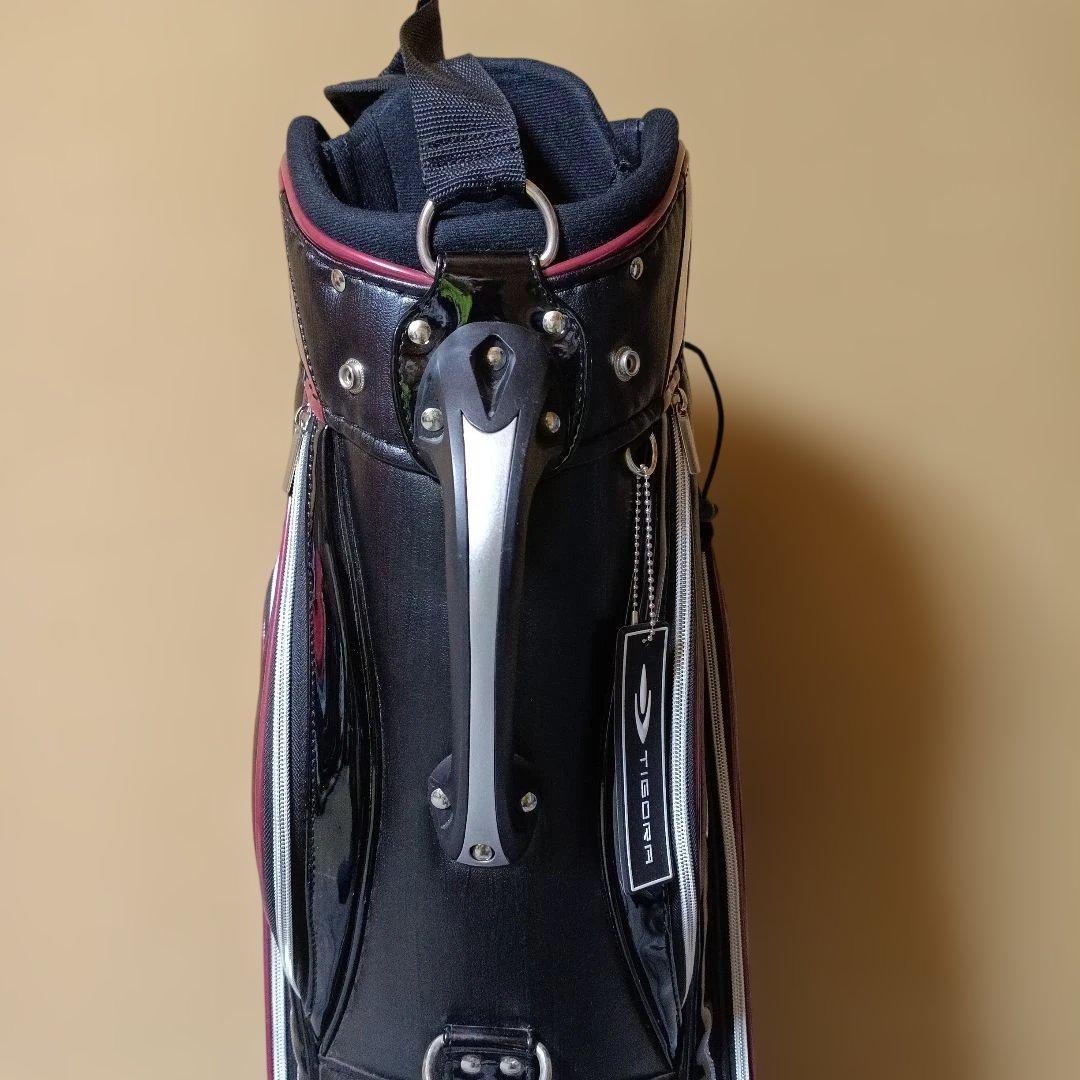 美品 TIGORA キャディバッグ キャスター付き 黒/赤フード未使用