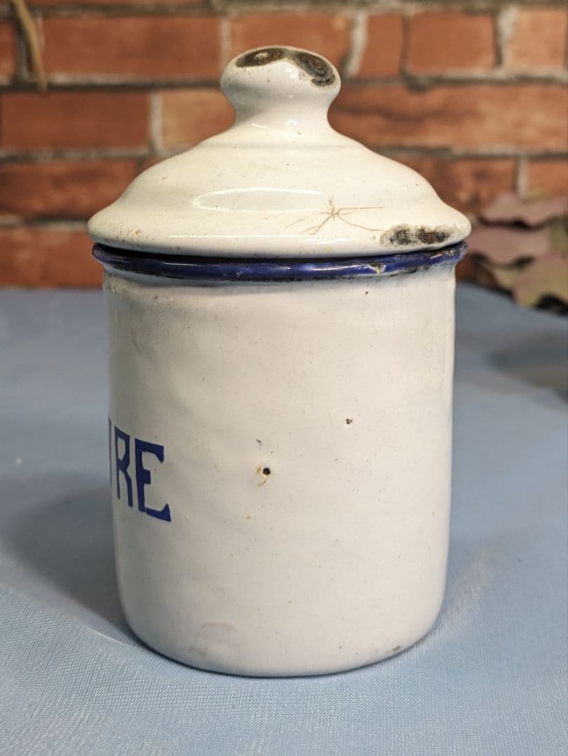 フランス アンティーク ホーロー キャニスター お茶 スパイス コショウ 小3点