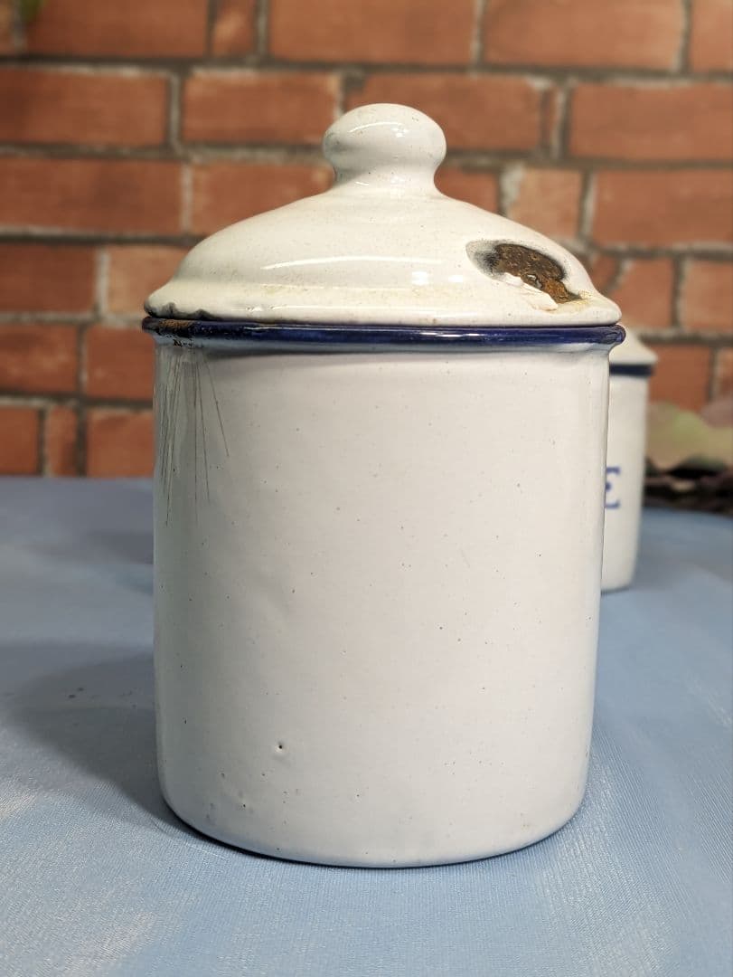 フランス アンティーク ホーロー キャニスター お茶 スパイス コショウ 小3点