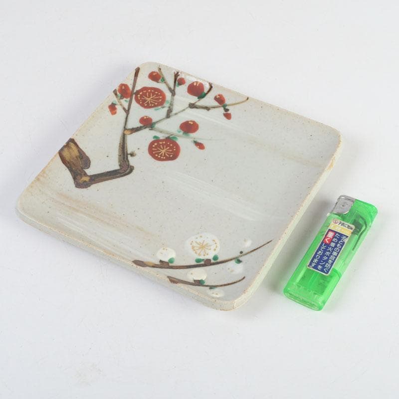 和食器　茶懐石　幸兵衛窯　絵変四方皿　銘々皿　五客　共箱　N　9420