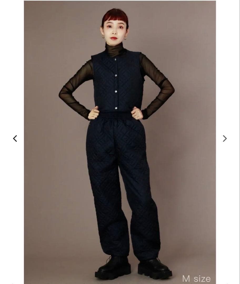 unoa ウノア Quilted キルティング ベスト ナイトブルー sizeM