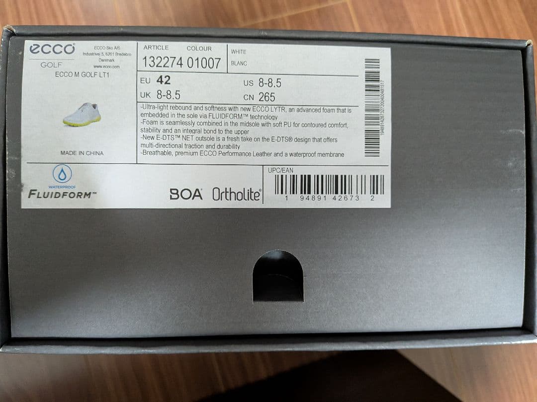 ECCOエコー スパイクレス ゴルフ シューズ エルティーワン ボア 42