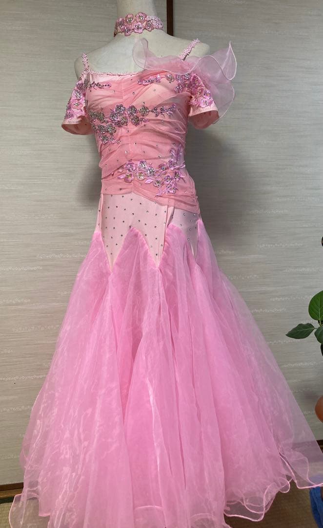 社交ダンスドレス　ピンク スタンダード　M