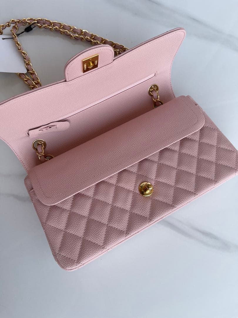 キャビアスキン ピンク A01112 ゴールド 金具　ショルダーバッグ