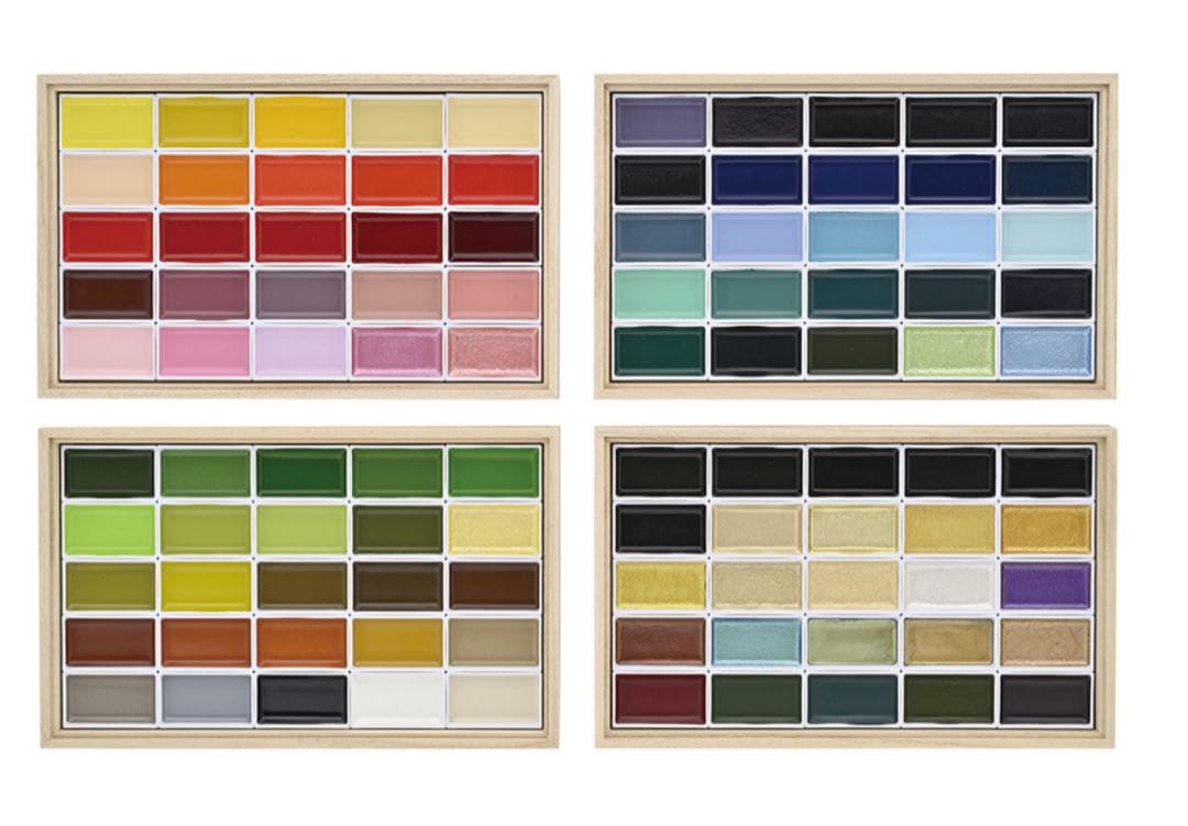 呉竹　顔彩　顔彩耽美 桐箱 100色セット