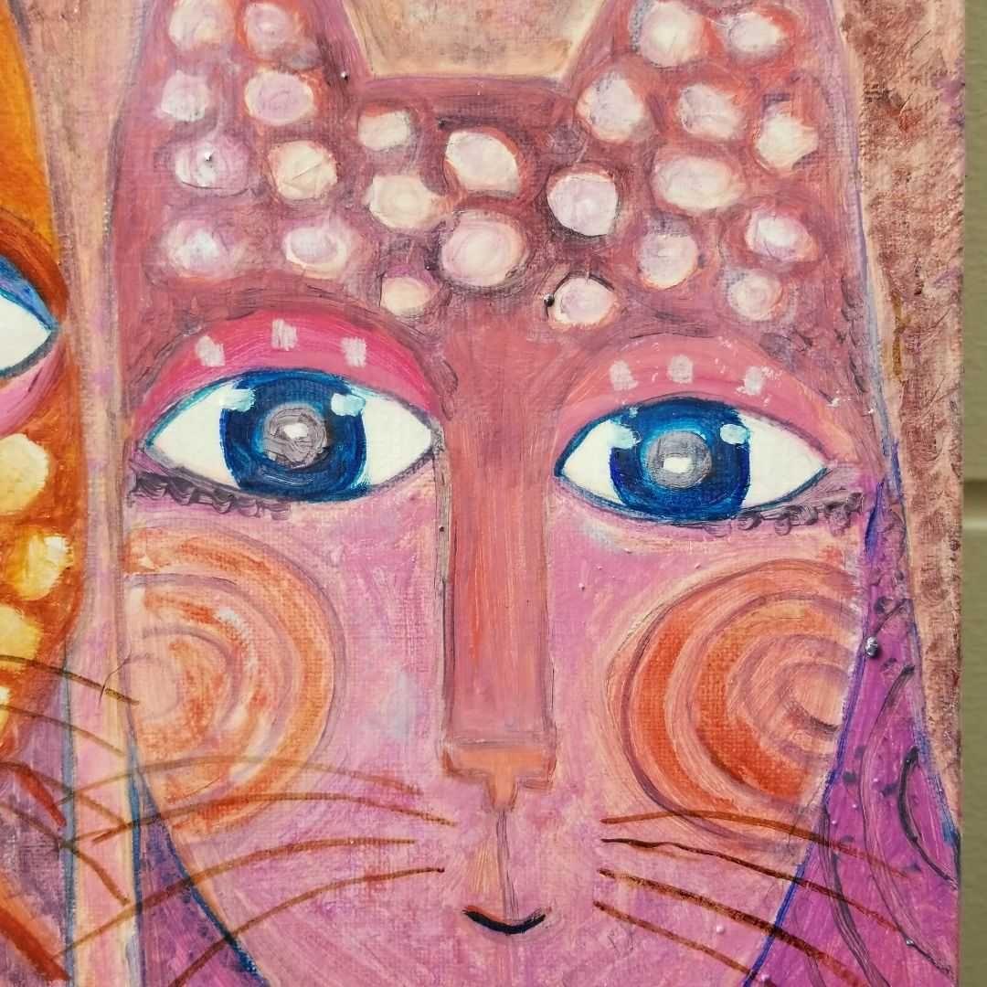 油絵　専用　おもなが猫三きょうだい