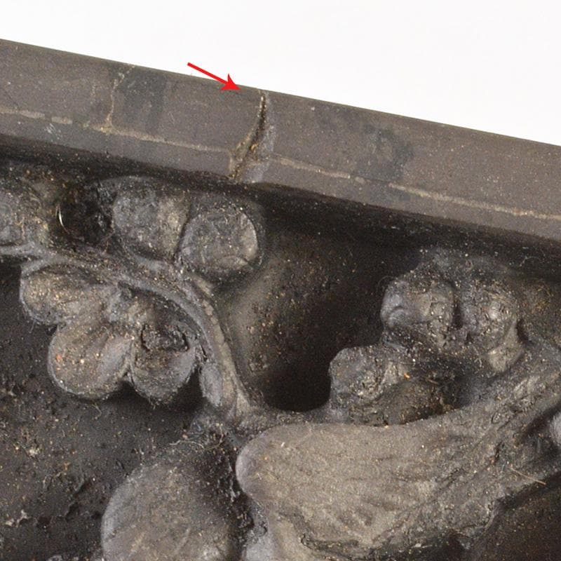 中国　書道具　梅鳥刻　端渓硯　唐木箱付　V　6634