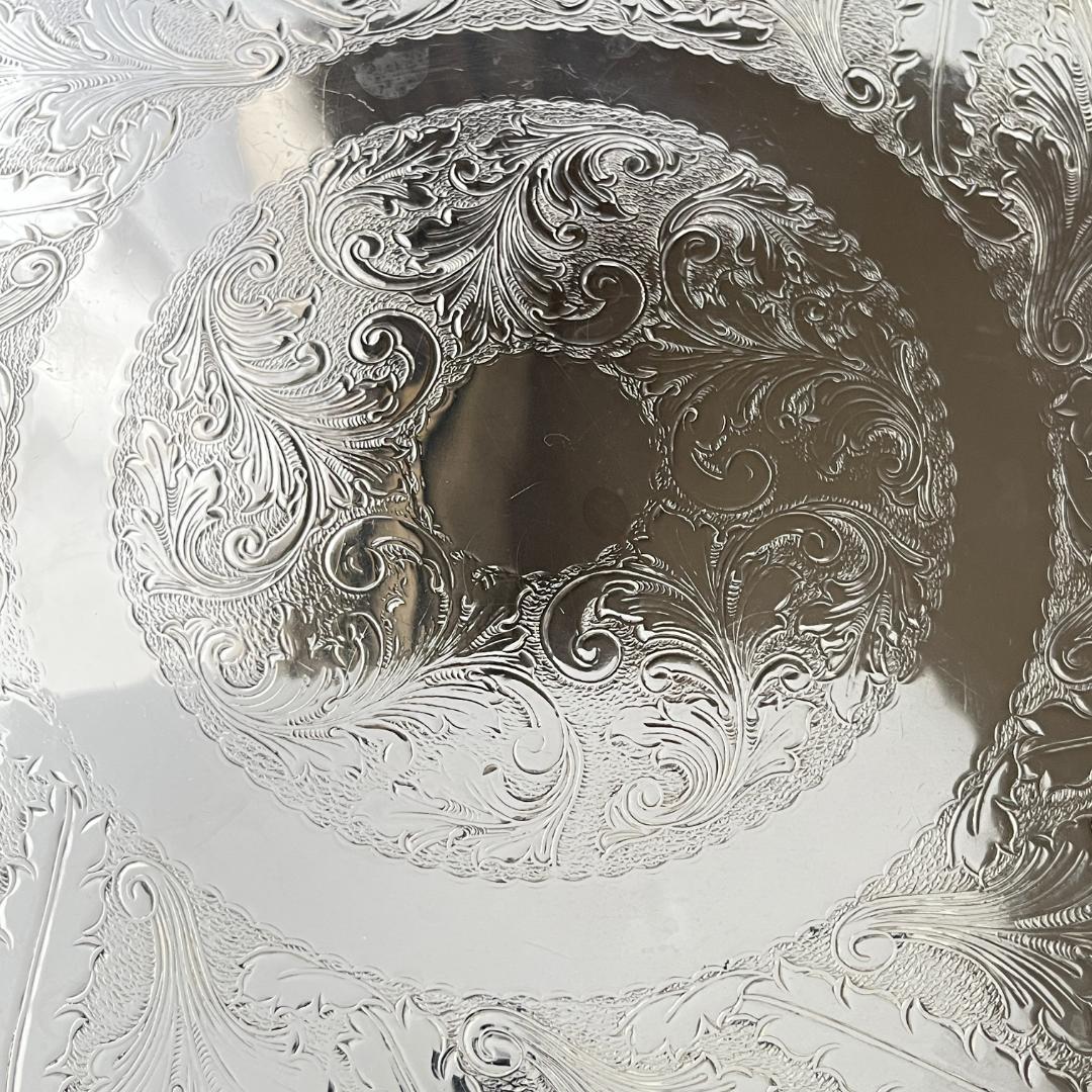 【英国】 ギャラリートレー サークル型 30cm 【シルバープレート】