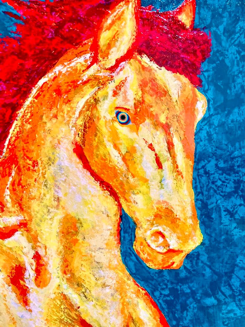 原画　馬　午　絵画　動物画　肉筆画　アクリル画　現代アート　一点物　手描き