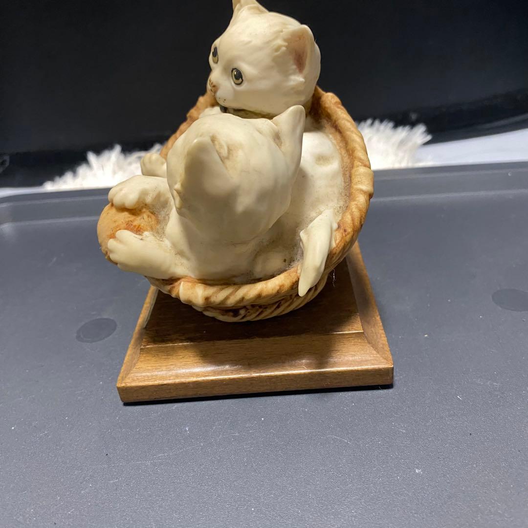 希少⁉️フローレンス ジョゼッペ アルマーニ　子猫とバスケットの彫刻ヴィンテージ