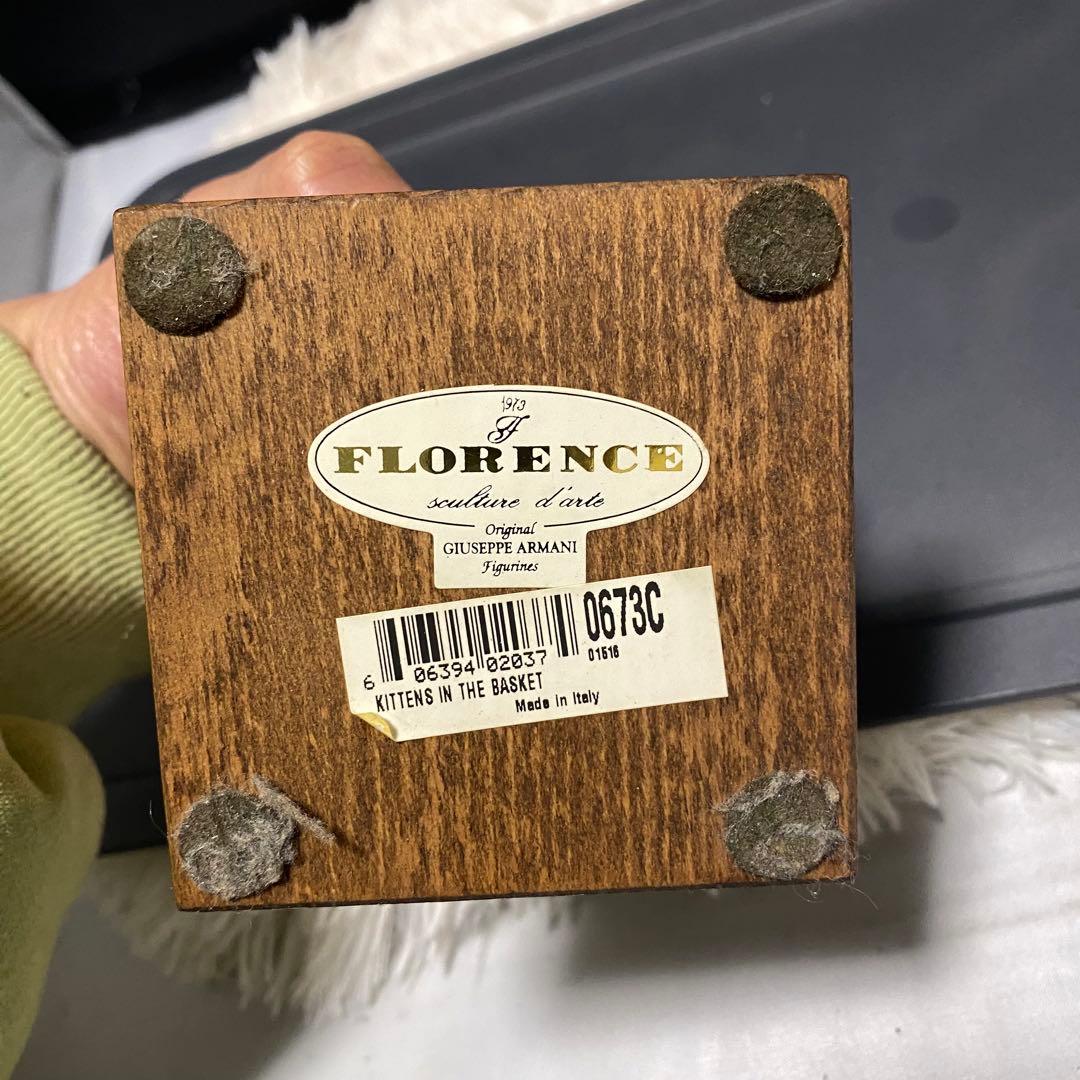 希少⁉️フローレンス ジョゼッペ アルマーニ　子猫とバスケットの彫刻ヴィンテージ