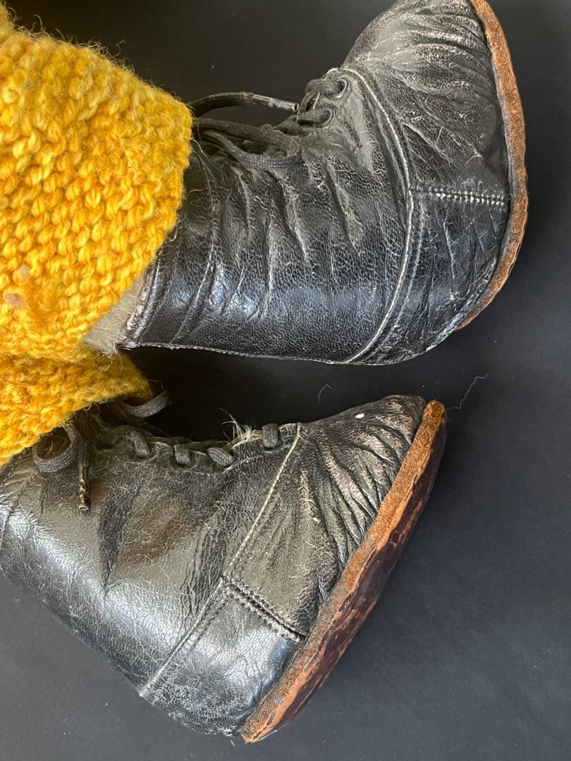 アンティークヴィンテージ英国製テディベア 革靴ぬいぐるみベアくまドール