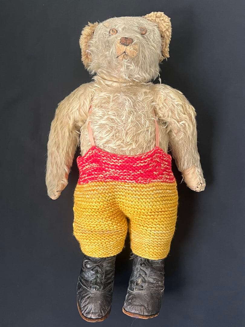 アンティークヴィンテージ英国製テディベア 革靴ぬいぐるみベアくまドール