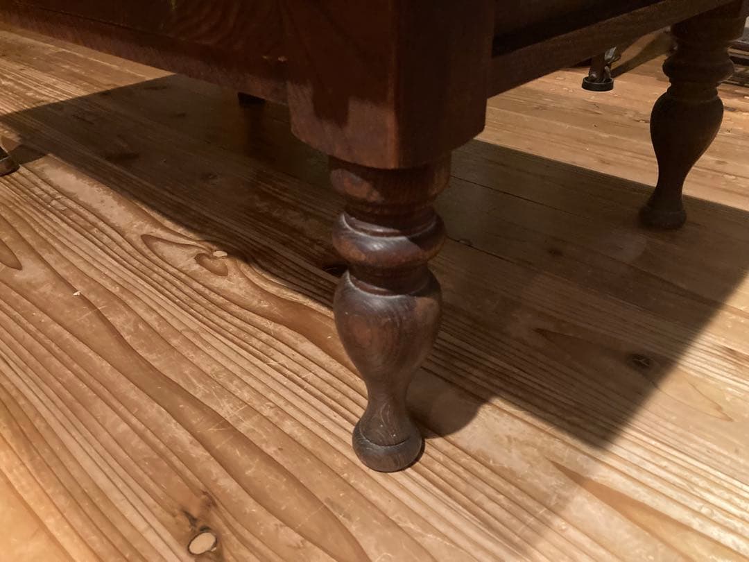 昭和レトロ　ろくろ脚木製文机　ローテーブル　18