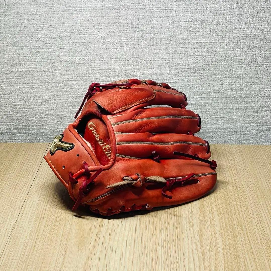 ミズノ グローバルエリート 硬式 投手用 左投げクロス締め/逆巻き ラディッシュ