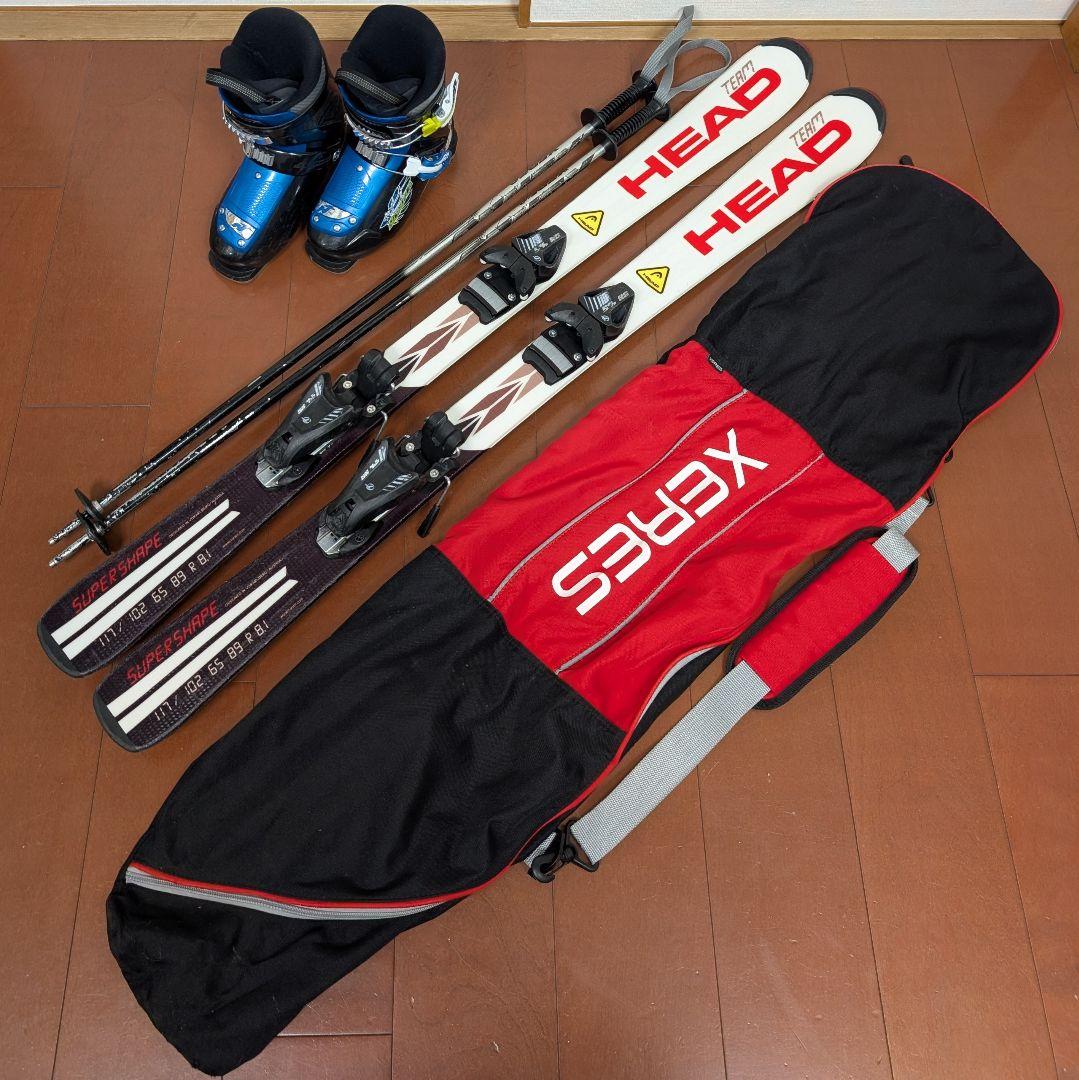 ​【ジュニア スキー4点セット】板117/靴21.5/ポール/ケース