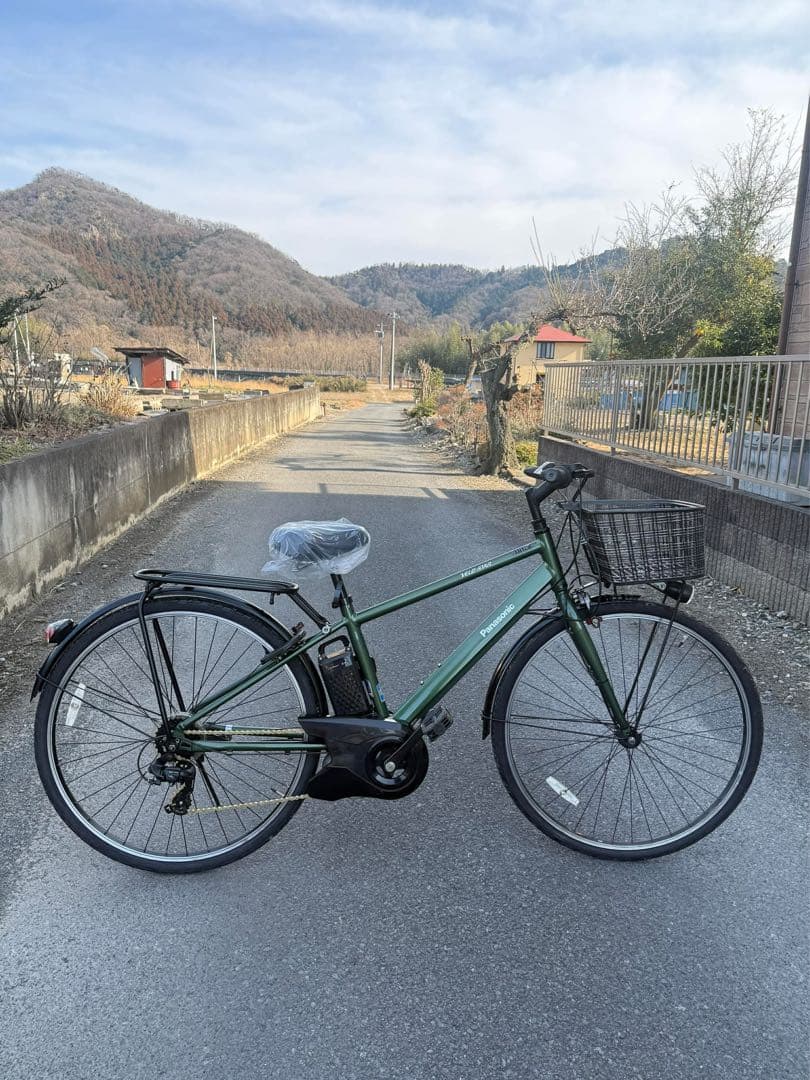 オリーブグリーン シティサイクル 前面バスケット付き