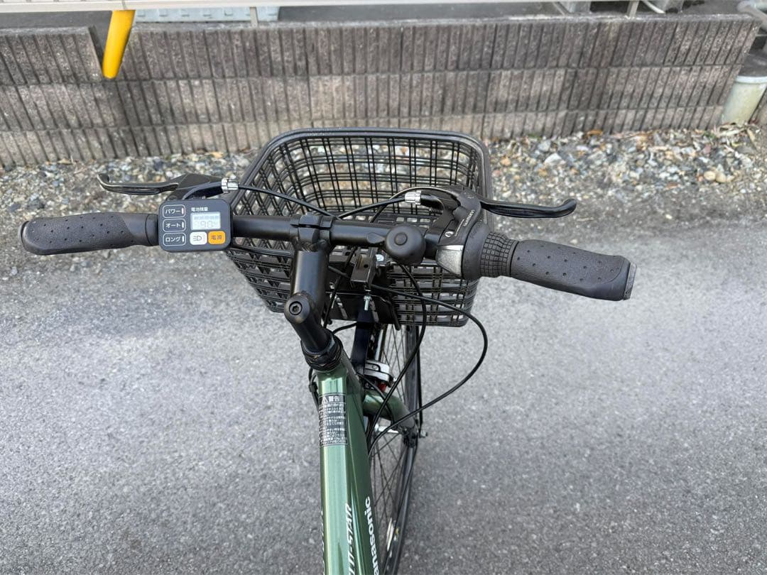 オリーブグリーン シティサイクル 前面バスケット付き