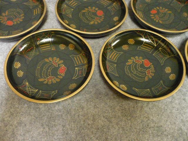 金縁 蒔絵 菊に小鳥 銘々皿 10枚 [B31532]