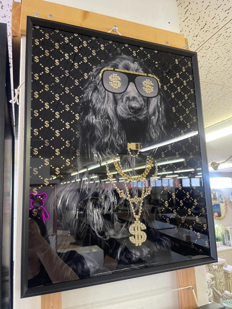 アートパネル　アート　絵画　絵　ポスター　壁掛け　額縁　ギャング　ラッパー　犬