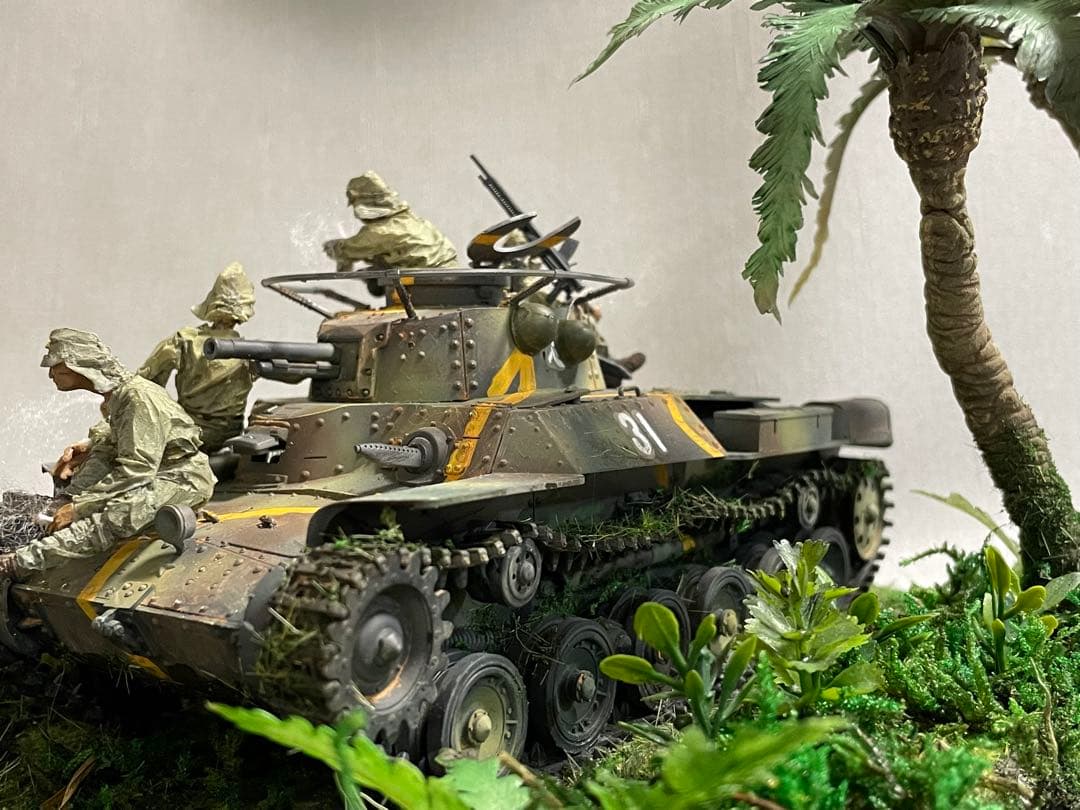 戦車ジオラマ　1/35 日本陸軍97式戦車と戦車兵