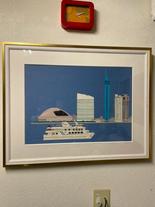 真作保証　柳原良平　オリジナル切り絵　シーサイドももち