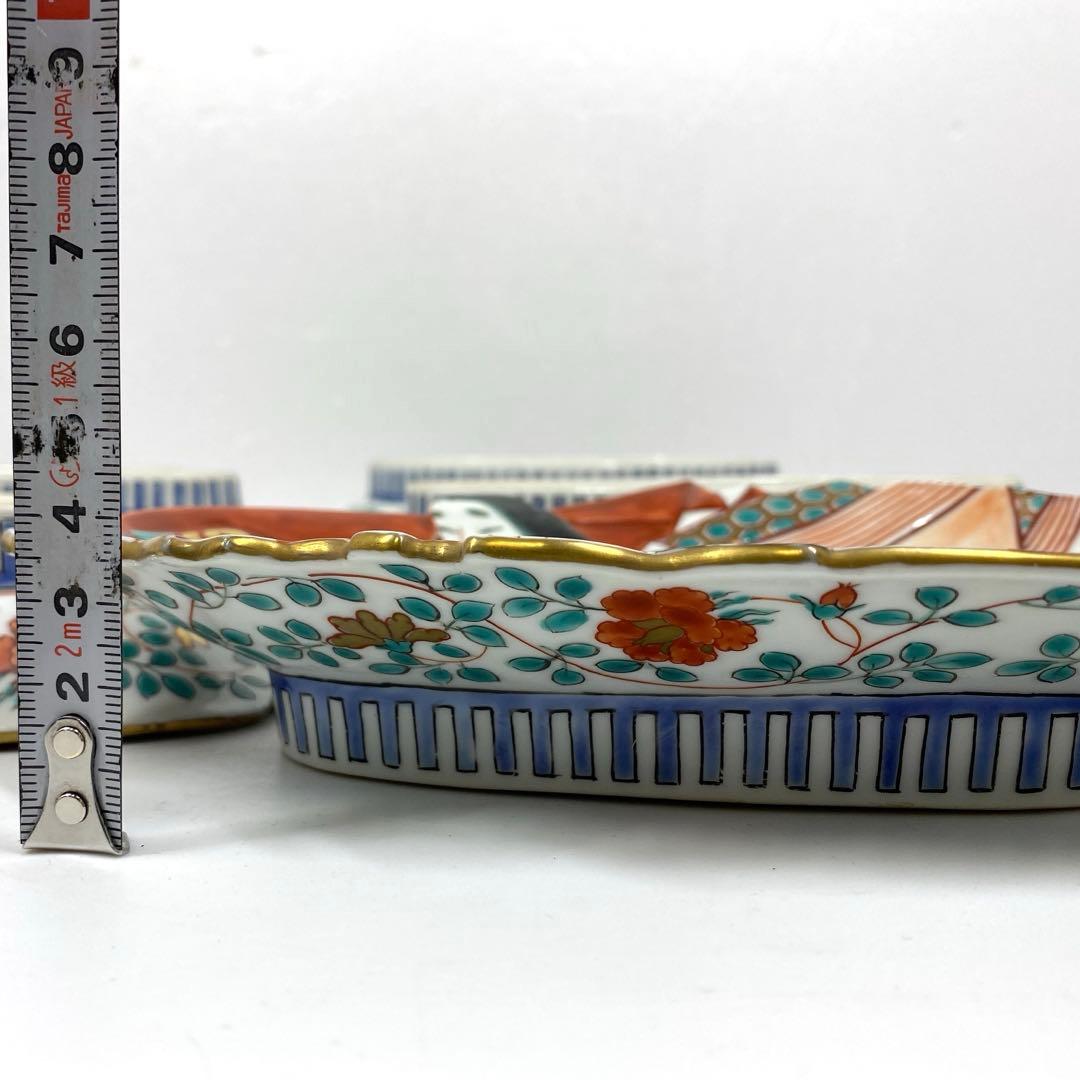 専用古伊万里　上手錦手姫皿五仕立箱付　約23.5㎝　東Y7-0214☆2Fトコカ