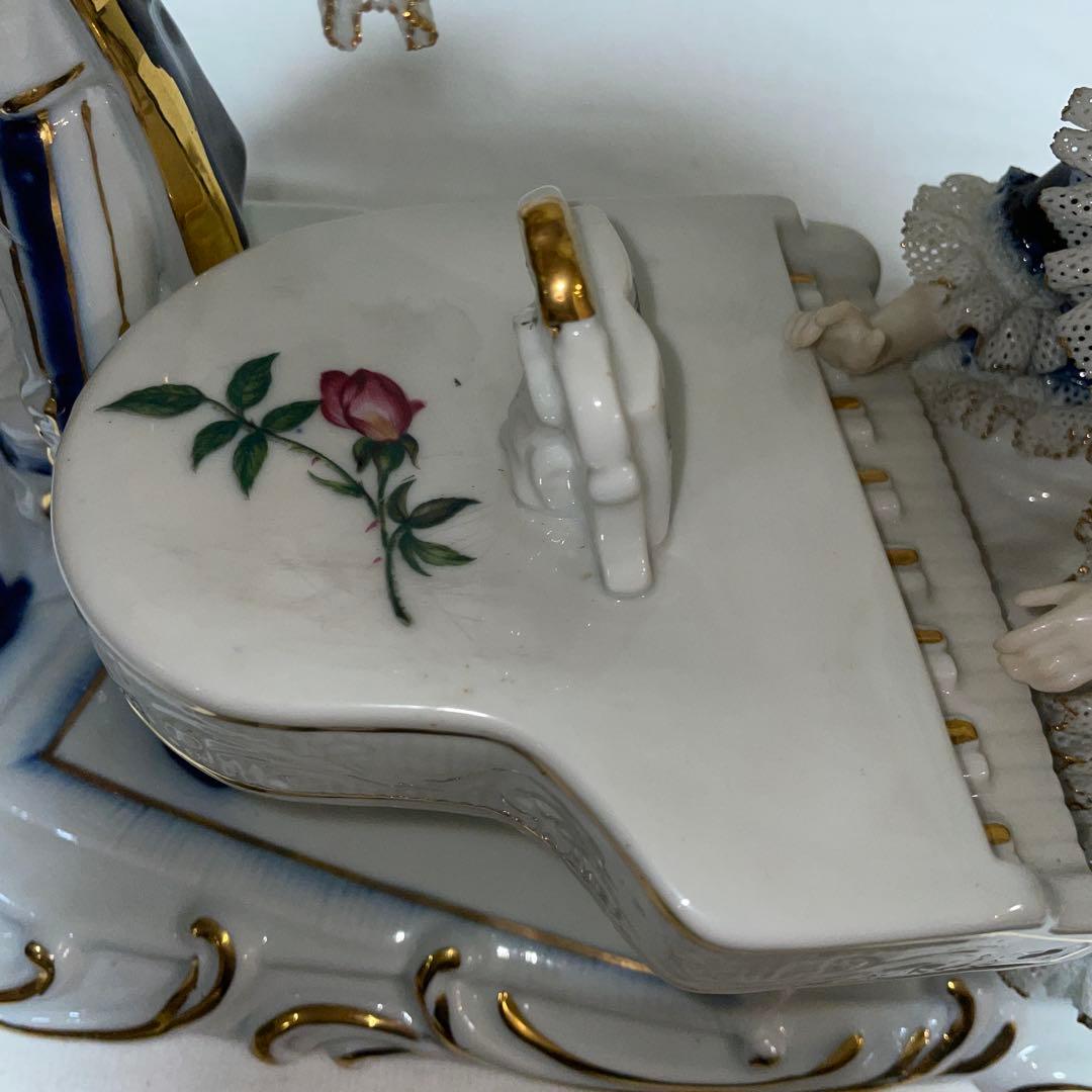 加藤工芸 ドレスドール陶器人形　バイオリンとピアノ