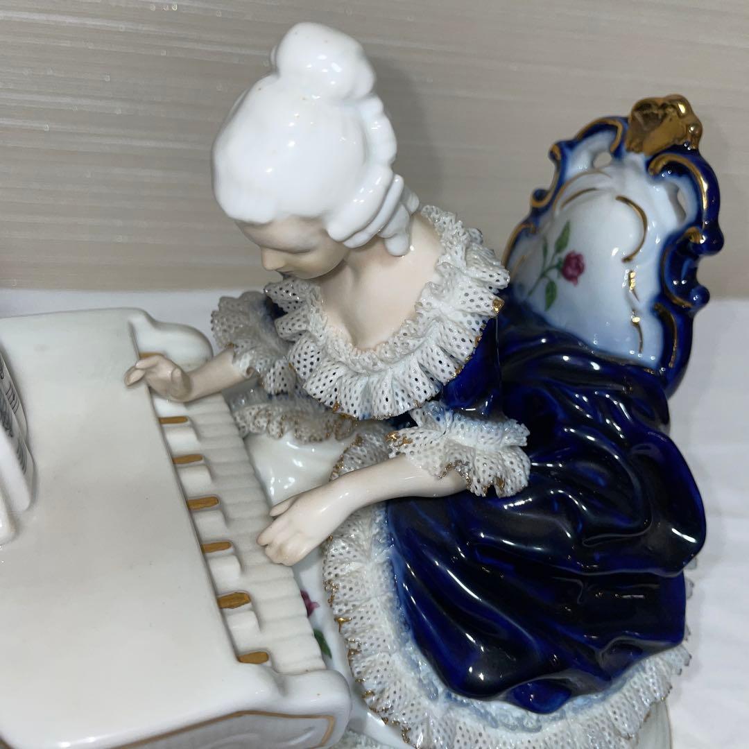 加藤工芸 ドレスドール陶器人形　バイオリンとピアノ