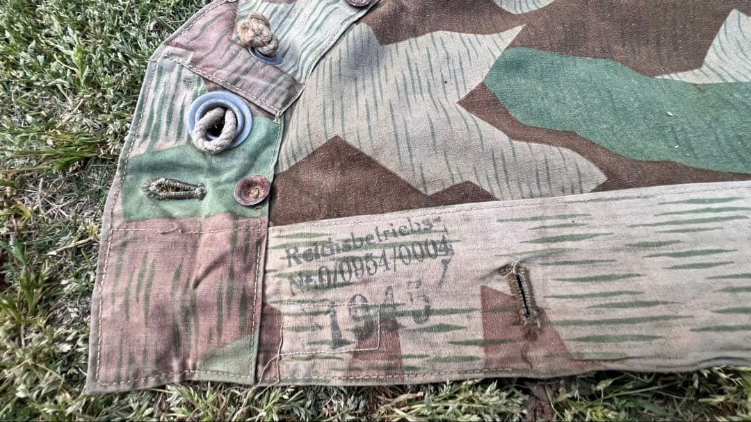 実物　ドイツ国防軍　ナチ◯ドイツ　軍幕　1945年製　スプリンターカモ