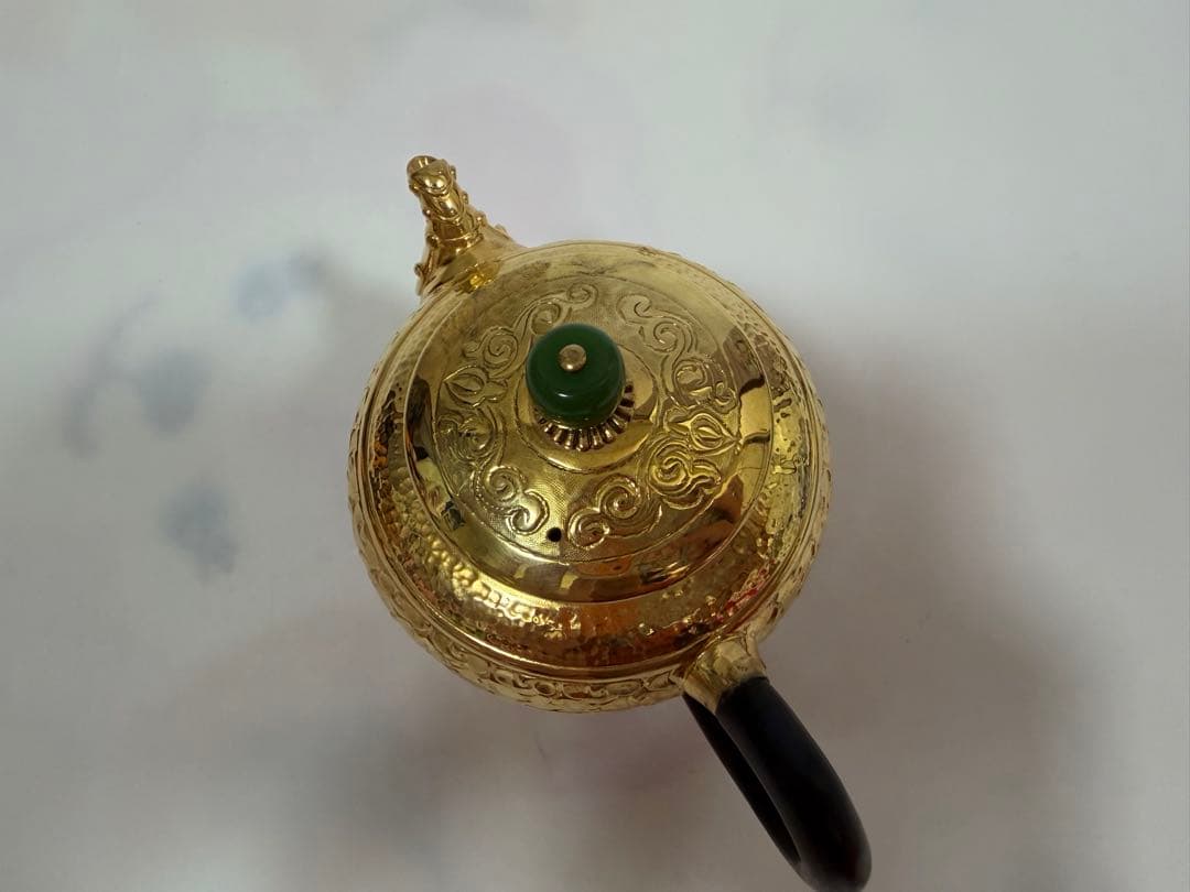 純銀製 饕餮文 獣口 金メッキ 急須 銀瓶 煎茶道具