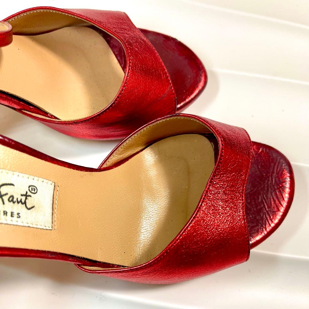 アルゼンチンタンゴシューズコムイルフォー 36レッドメタリックヒール8.5cm