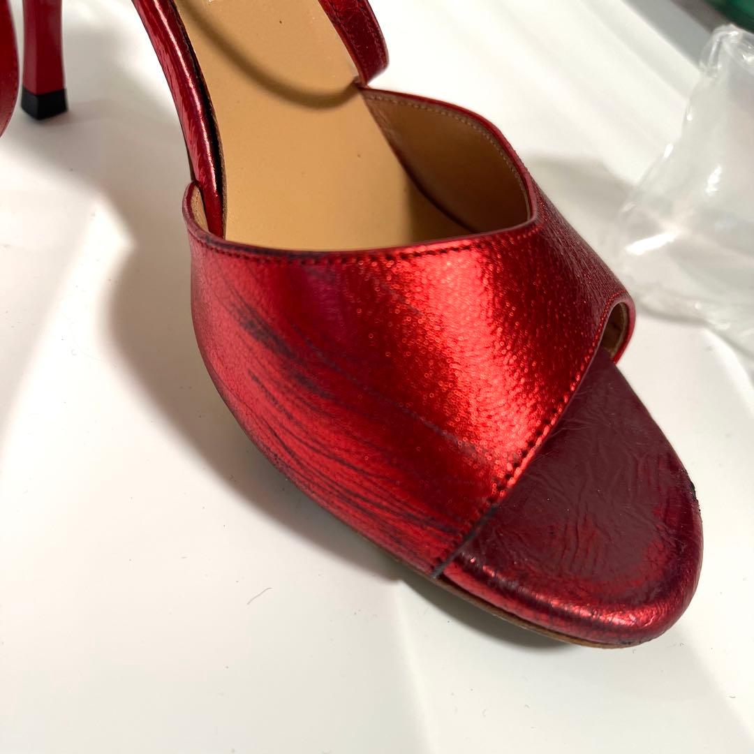 アルゼンチンタンゴシューズコムイルフォー 36レッドメタリックヒール8.5cm