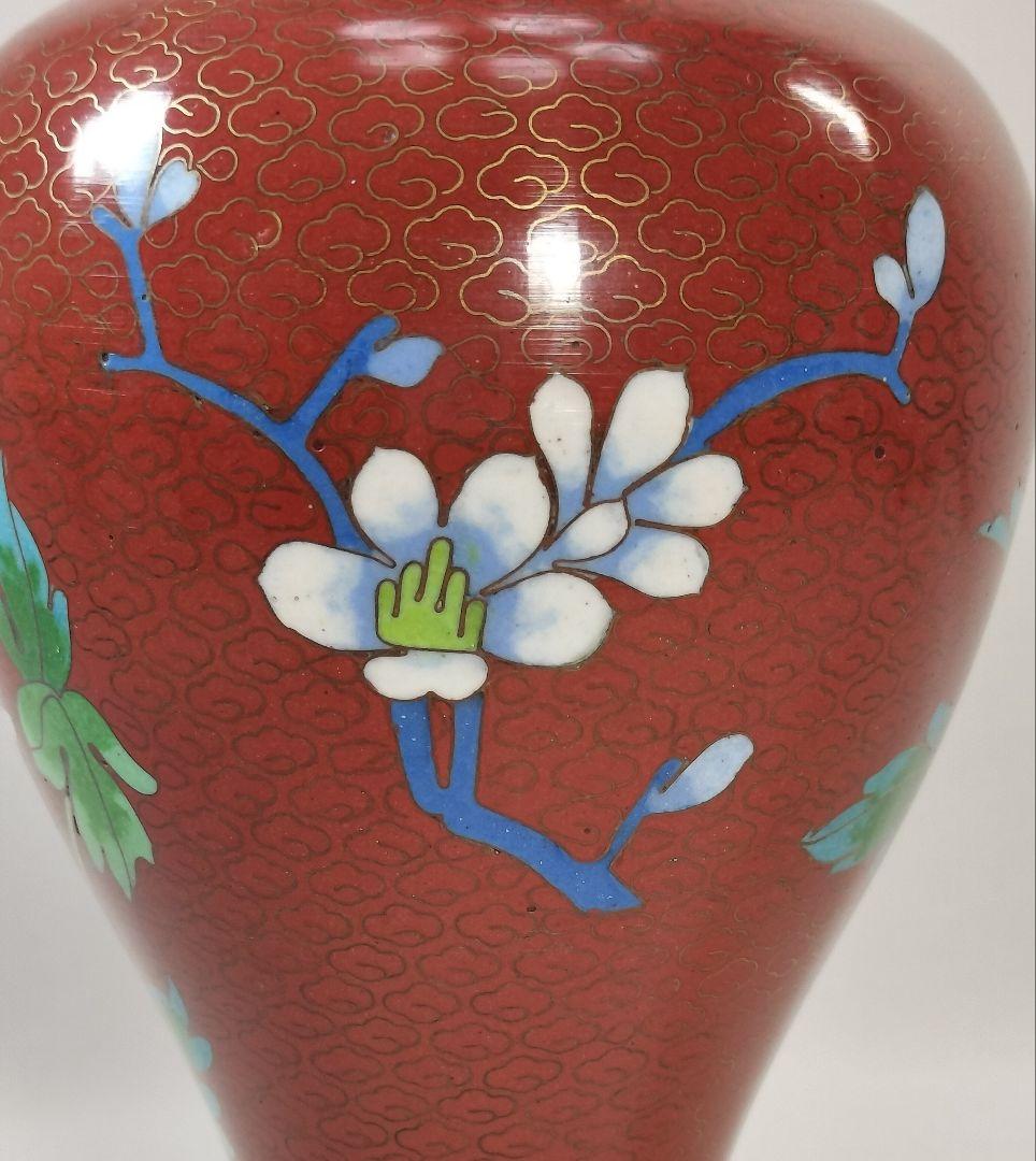 【未使用・美品】景泰藍 七宝焼 花瓶 壺 牡丹模様 20cm