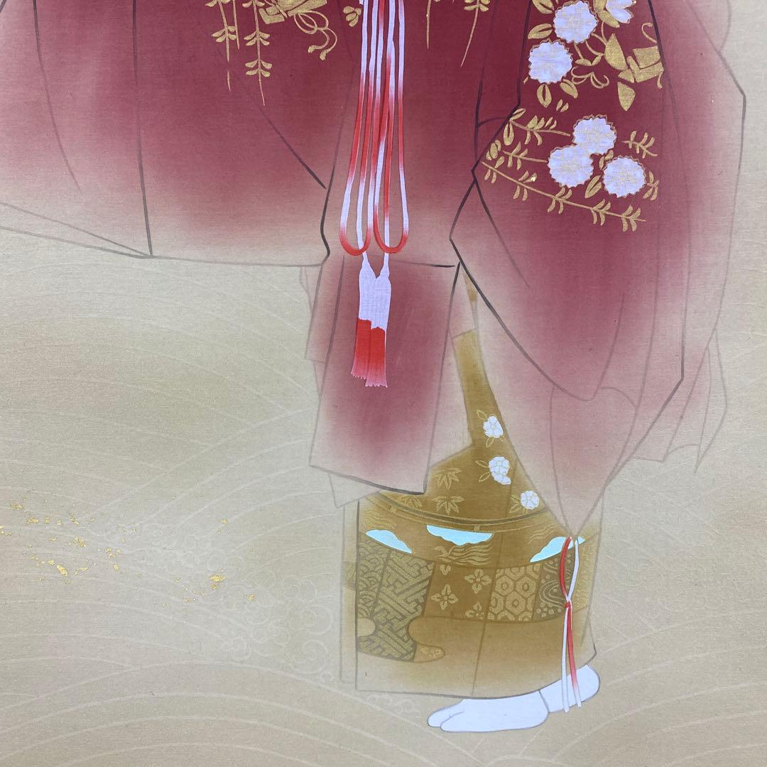 美品 掛け軸 金武翆輝作 羽衣図 共箱 美術年鑑掲載 能楽 雅楽