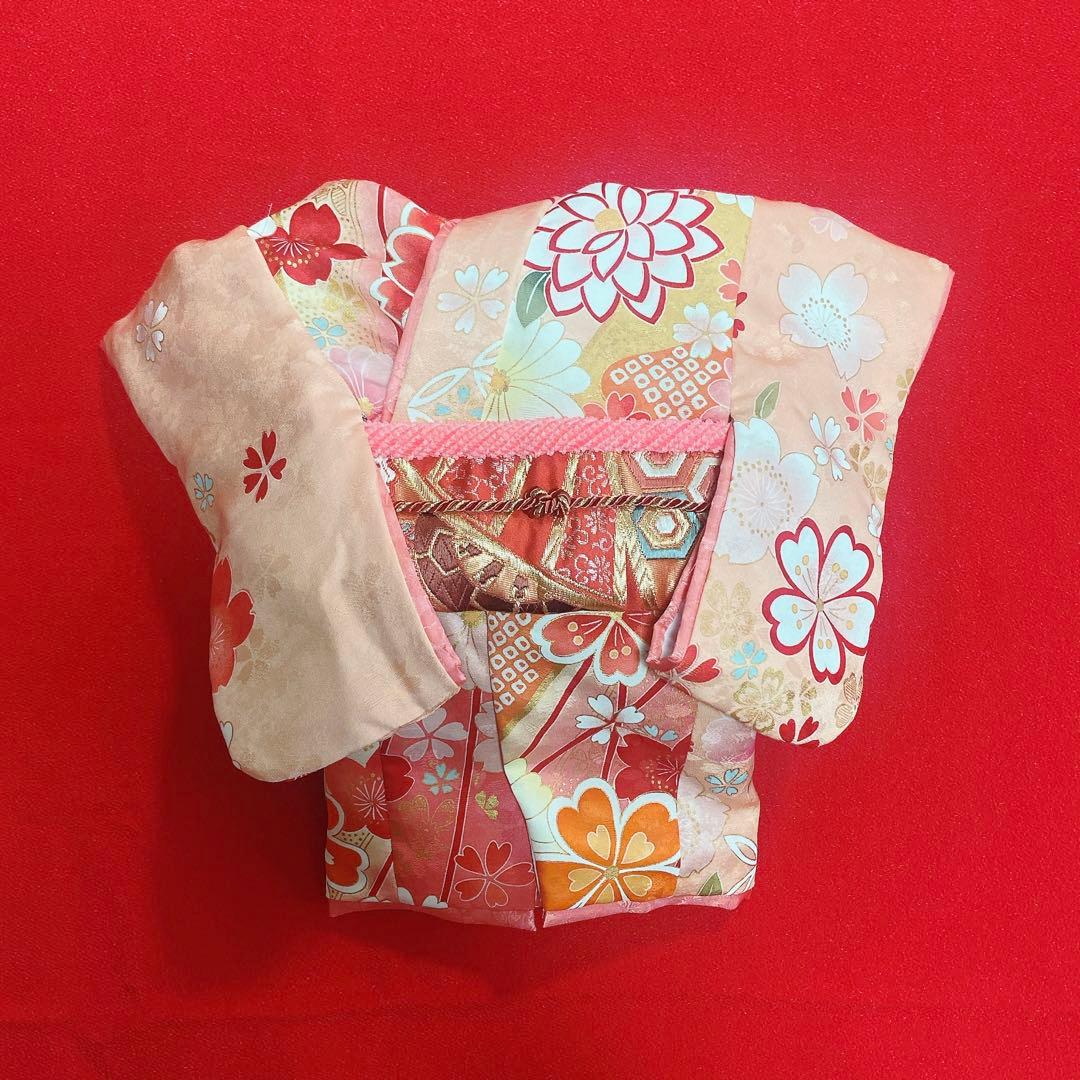 即納✨犬の着物✨犬用本格振袖着物 正絹 サーモンピンク SMサイズ 犬服