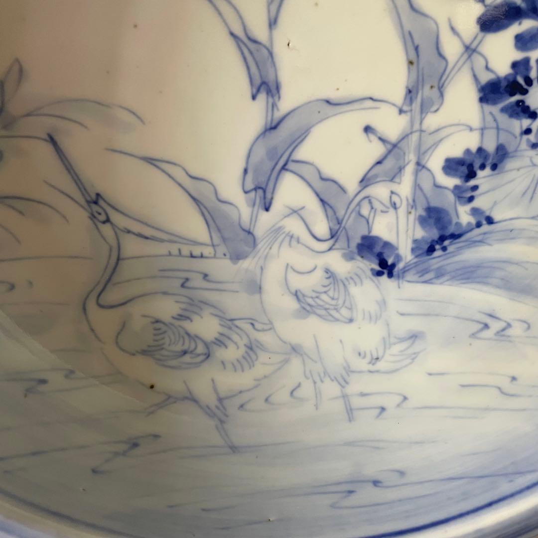 古伊万里 染付 草鳥文 深鉢 呉須 青花