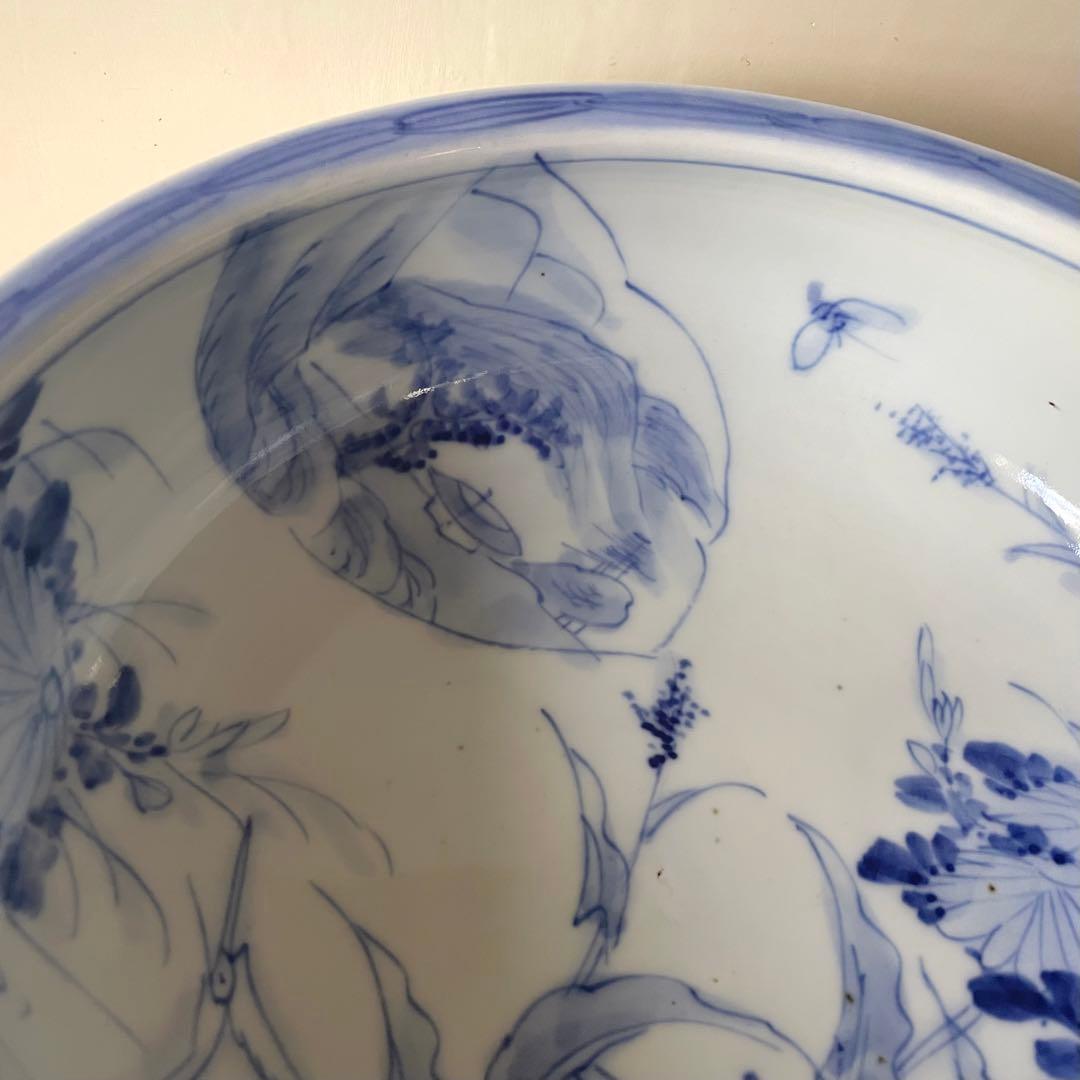 古伊万里 染付 草鳥文 深鉢 呉須 青花